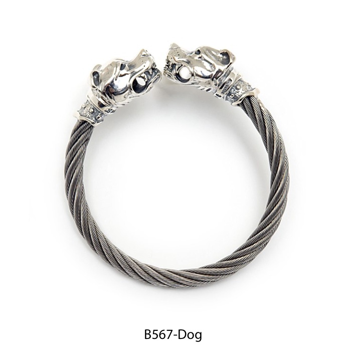 Animal Head Cable Bangle Bracelet with Dog Animal Head Cable Bangle Bracelet with Dog